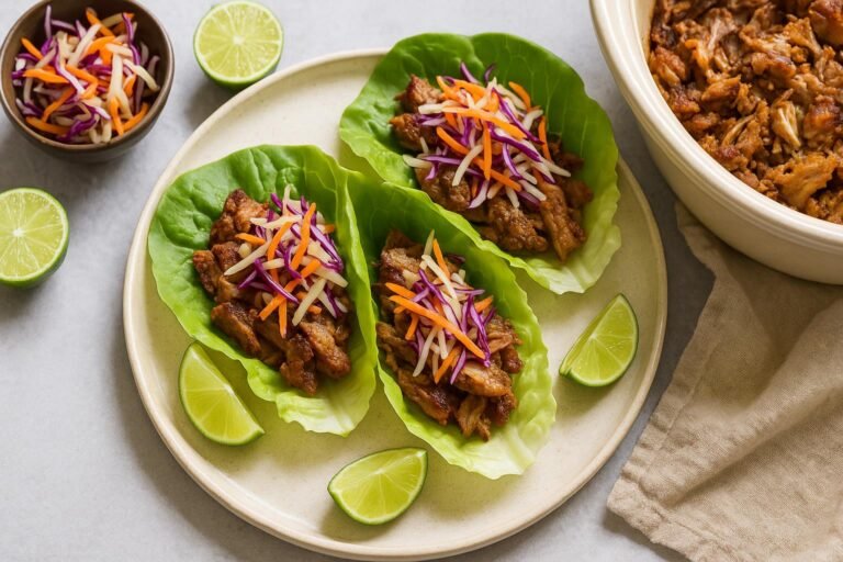 Slow Cooker Coconut-Lime Pork Carnitas Lettuce Wraps